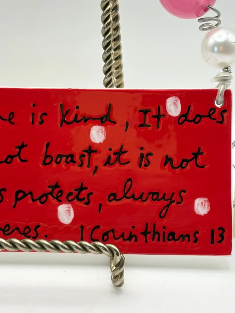 VTG Sandra Magsamen Dept 56 Hanging Love is Patient Plaque 1 Corinthians 13 Boho